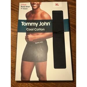 NEW $55 TOMMY JOHN 2-pack Cool Cotton Boxer Briefs Black 4" Inseam Extra Large